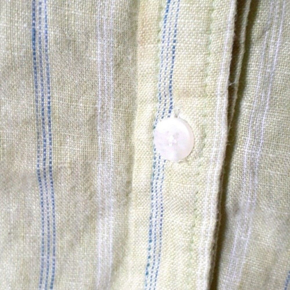 coldwater creek green linen striped shirt top 18 1x summer blouse - Picture 5 of 5